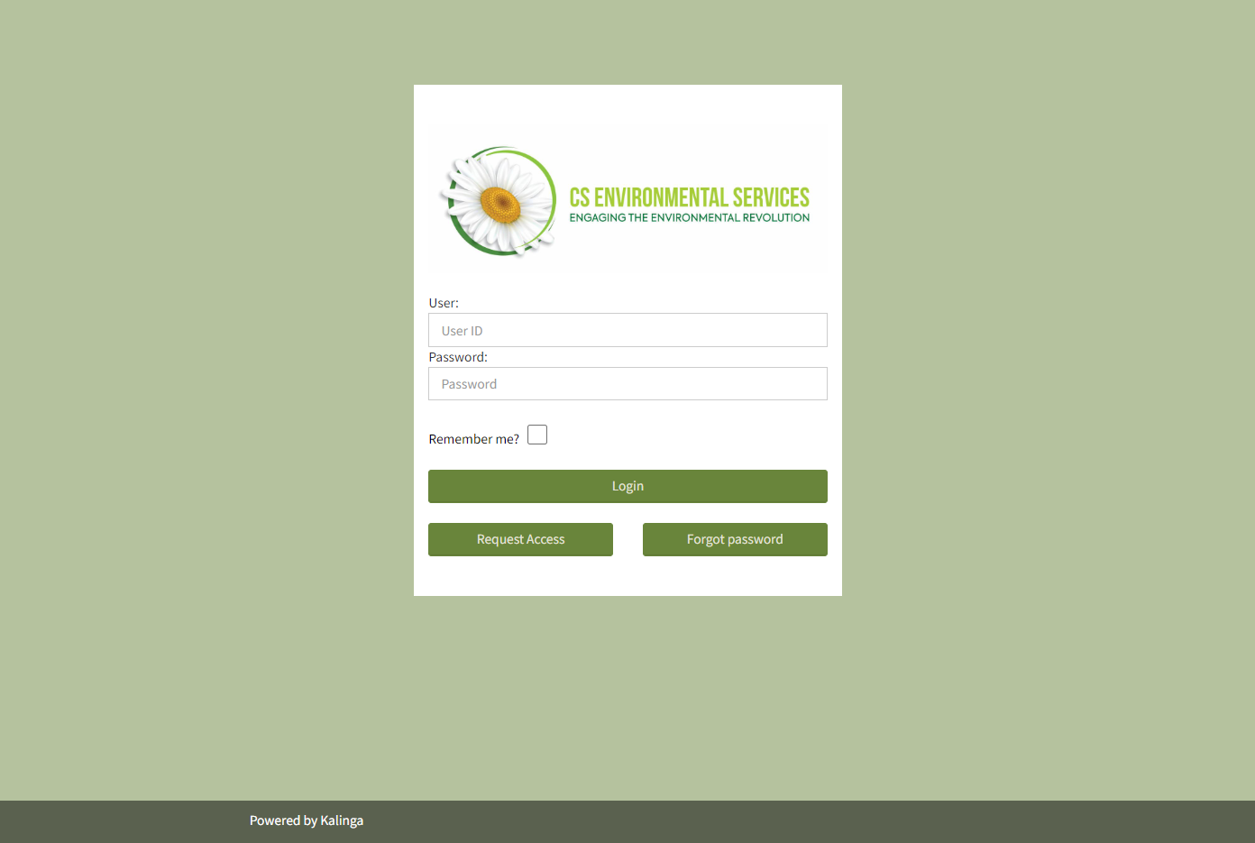 CS Environmental SHE Easy database — secure portal login